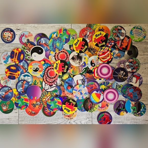 Vintage 90s Pog Collection | 2 Slammers | 1 Storage Tube | Game | Collectible - Picture 2 of 6
